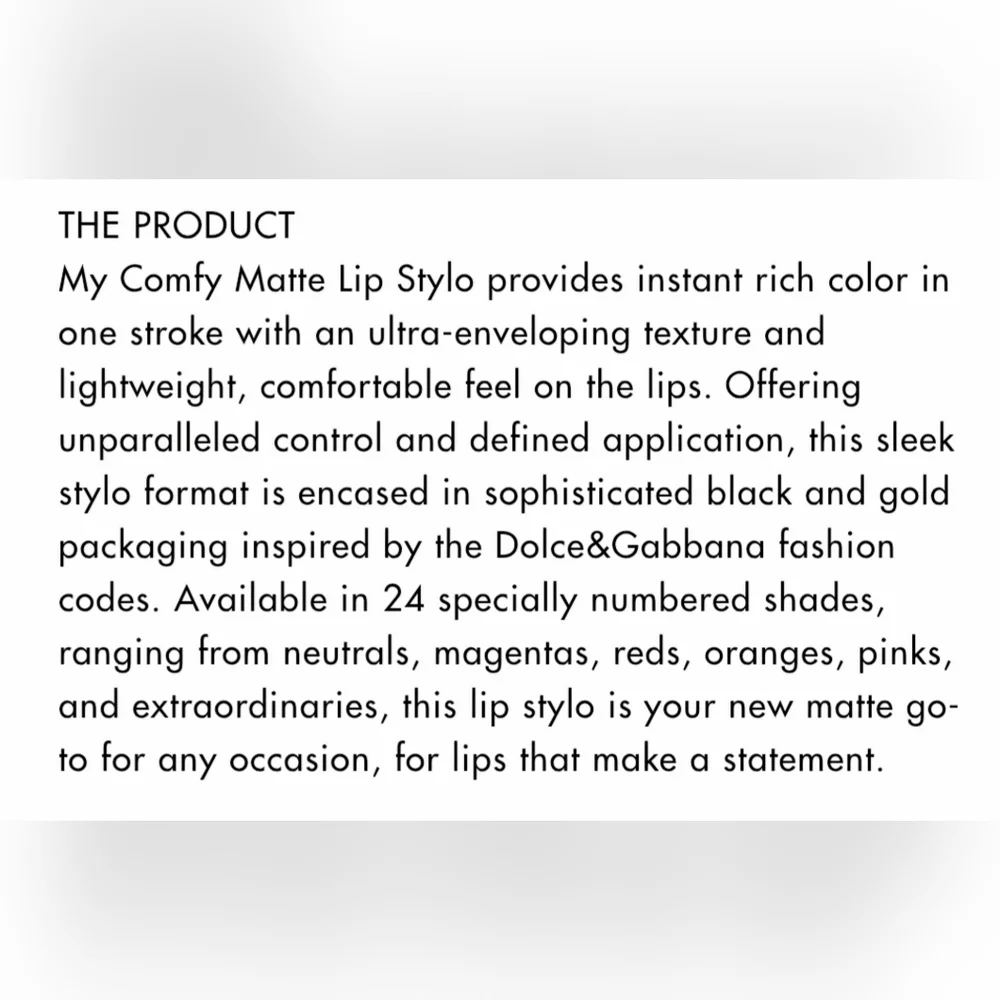 Dolce & Gabbana My Comfy Matte Instant Rich Color & Hydration Lipstick